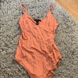 Pink/mauve ribbed tank top bodysuit